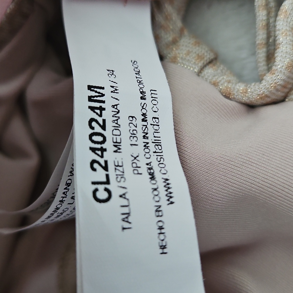 NWT Cosita Linda Elegant Palm Print One-Piece Swimsuit:Tan/brown/navy: Size- Med - Picture 13 of 13